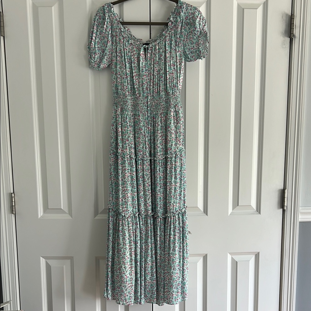 J. Crew Floral Midi Dress - Green and Pink